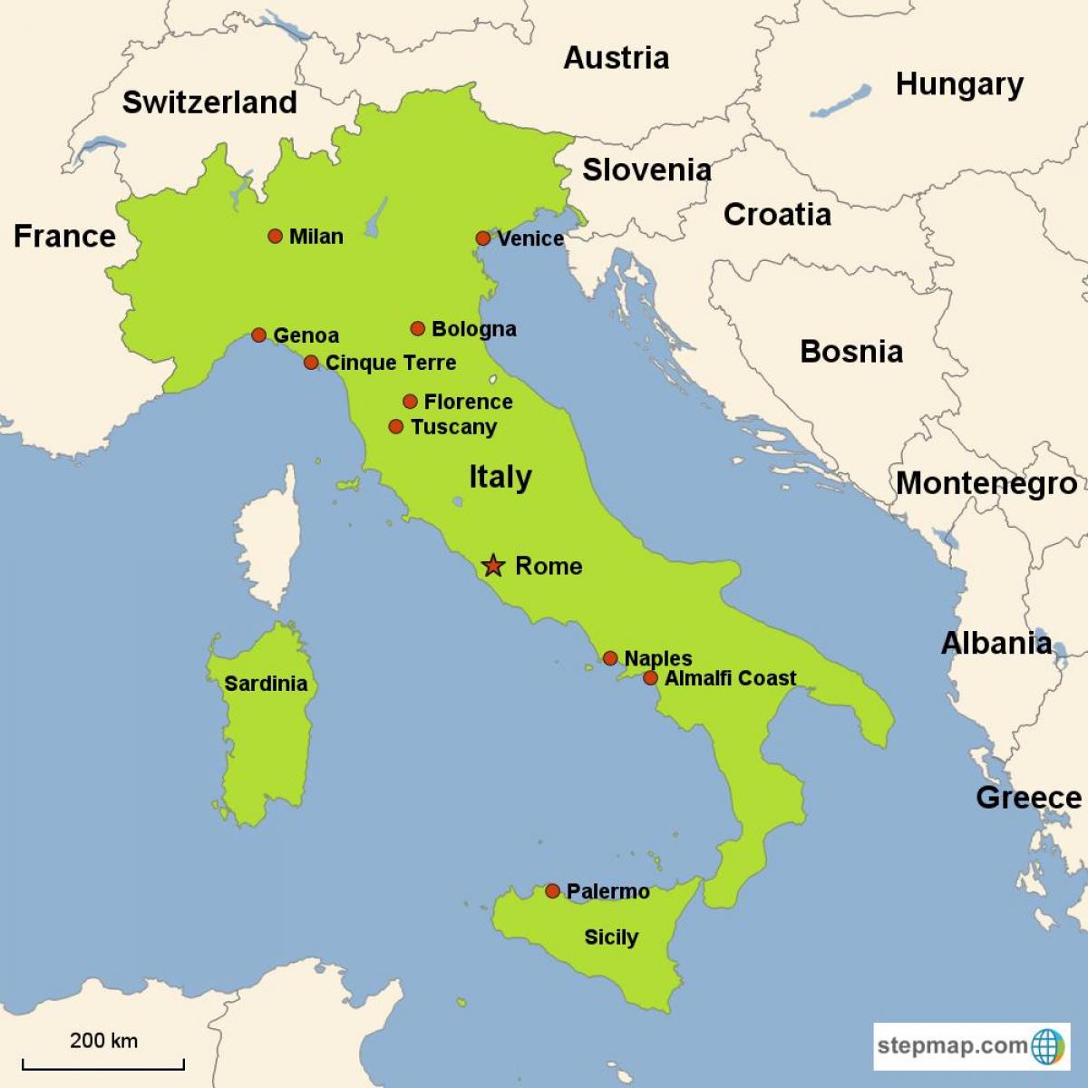 イタリアの休日に地図 地図のイタリアの休暇の目的地 南欧諸国 ヨーロッパ