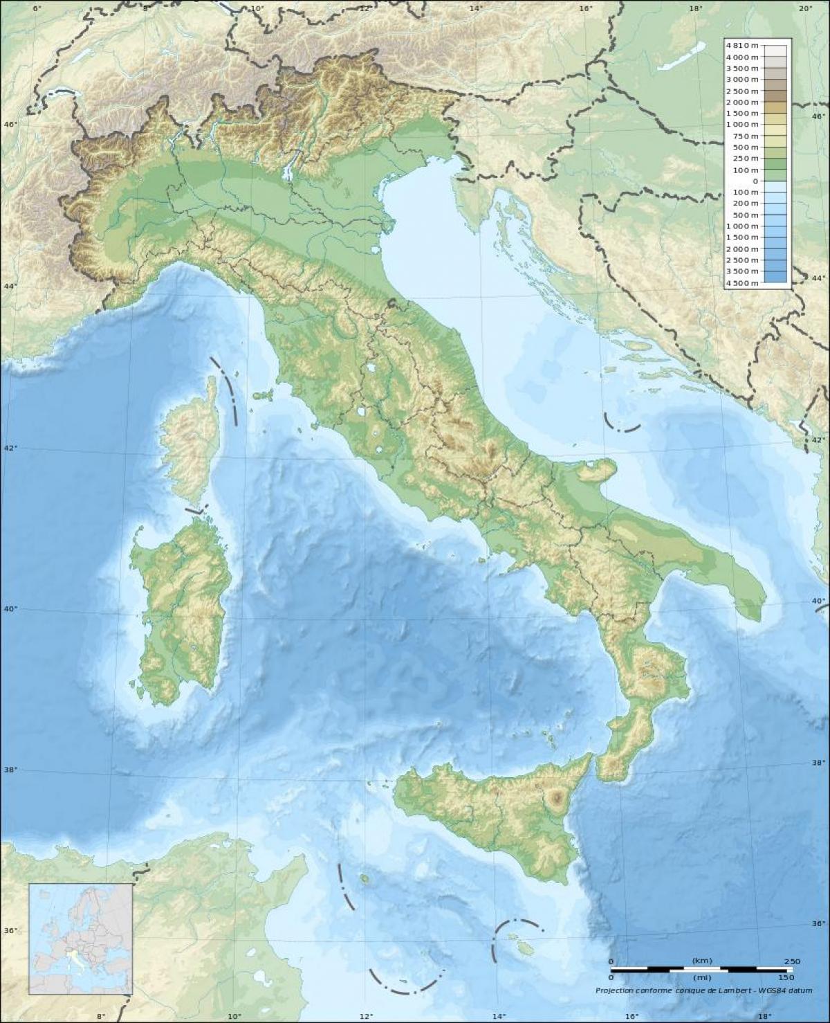 イタリアの地形図 地図のitlay地形 南欧諸国 ヨーロッパ