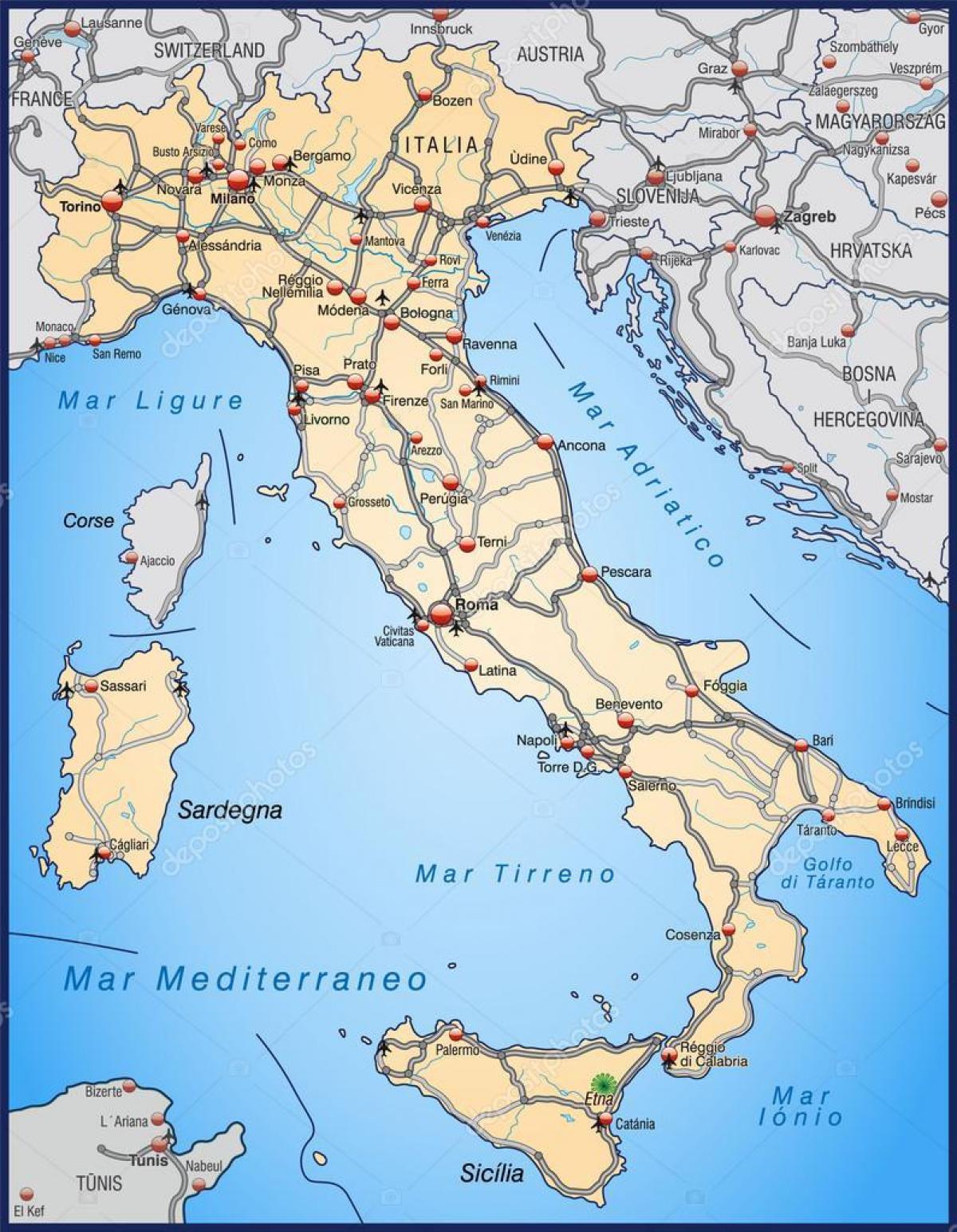 イタリアの有料道路地図 イタリアの高速道路地図 南欧諸国 ヨーロッパ