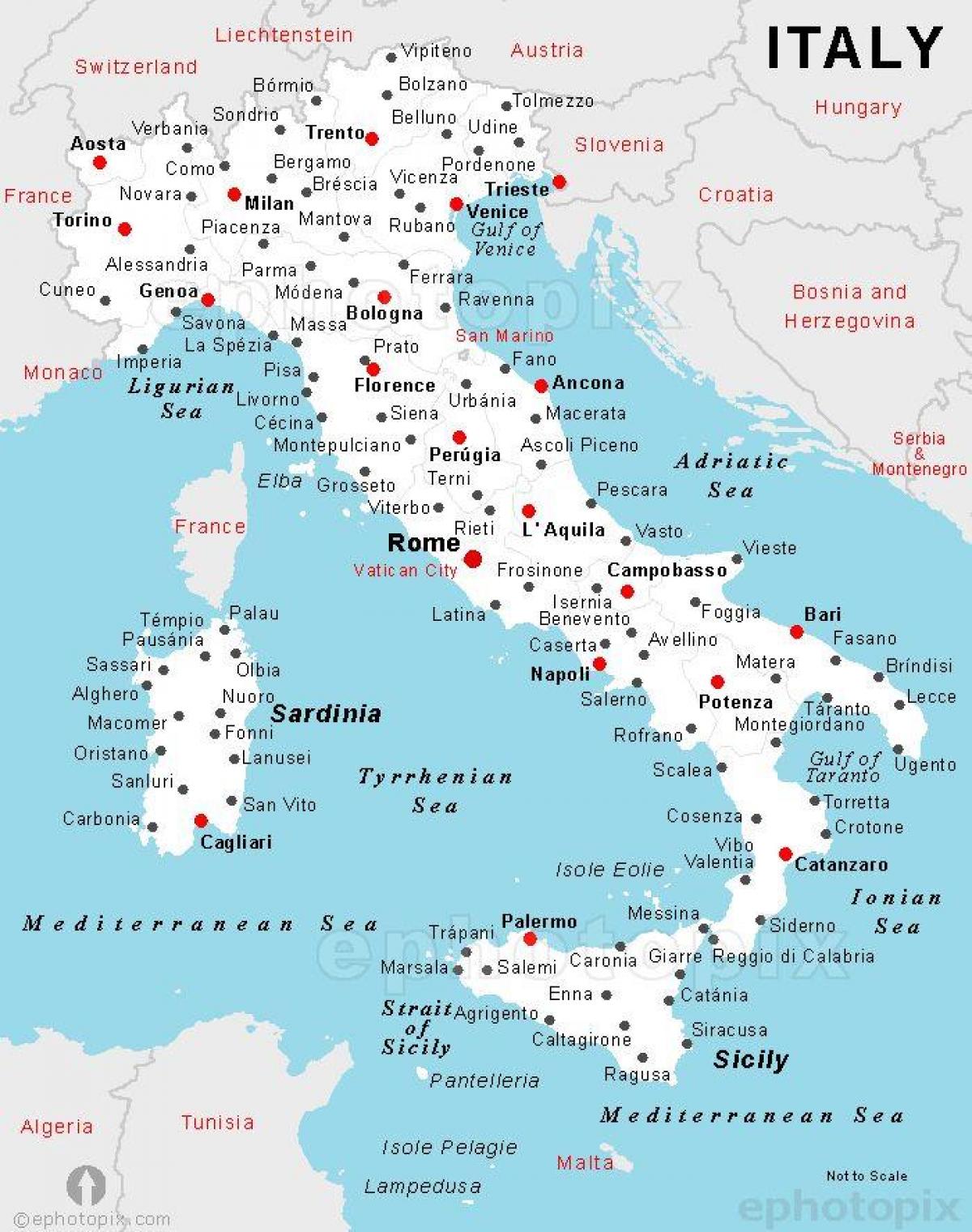 イタリアの都市地図 地図のイタリアの都市の名前 南欧諸国 ヨーロッパ