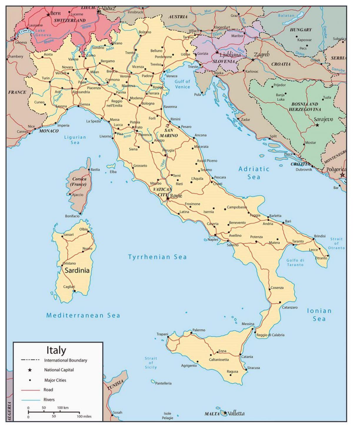 地図のイタリアの都市 地図のイタリアを示す主要都市 南欧諸国 ヨーロッパ