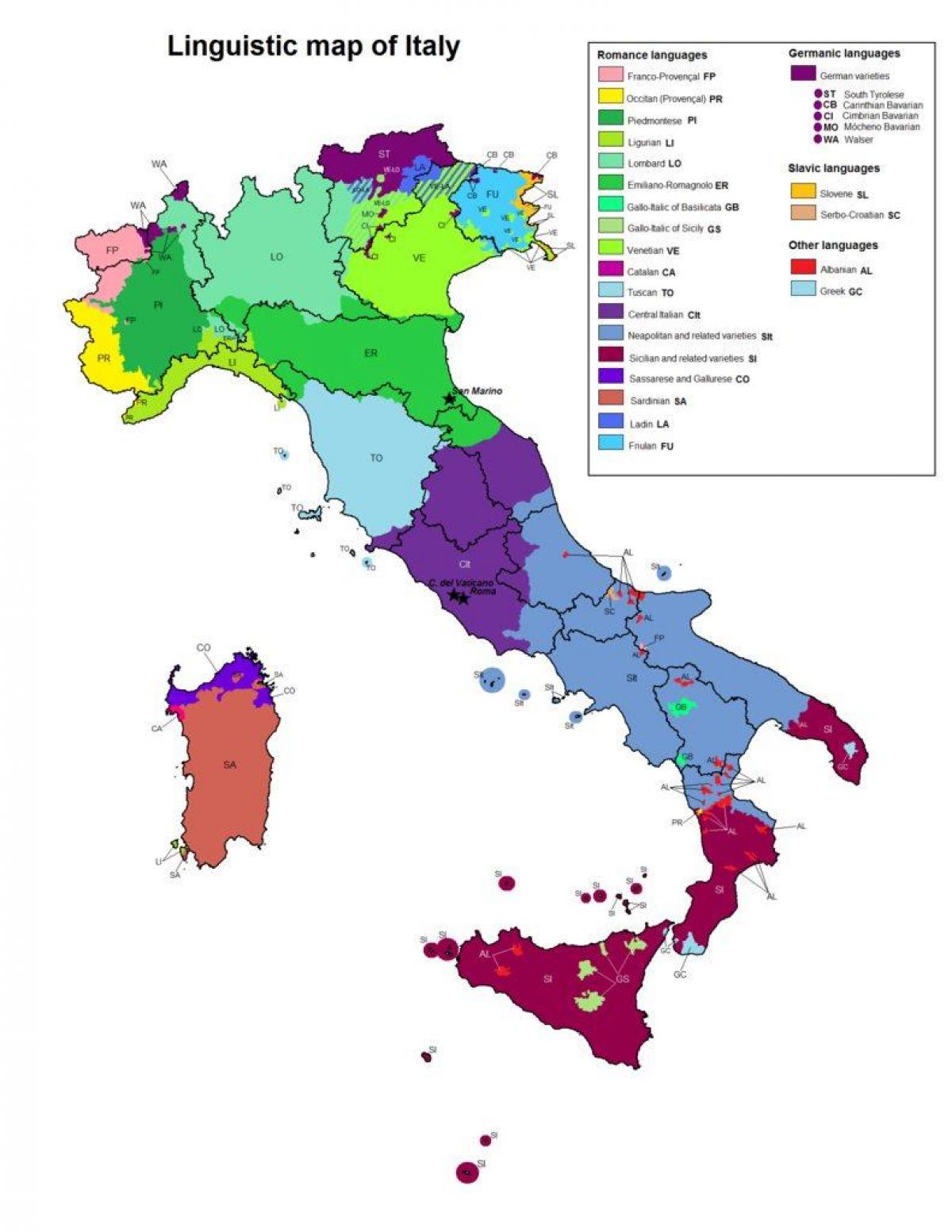 言語地図のイタリア 地図のイタリアの言語 南欧諸国 ヨーロッパ