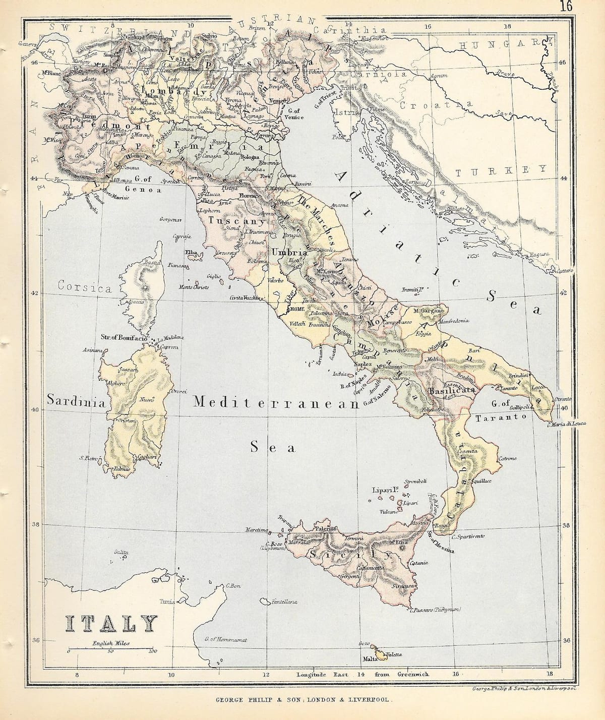 歴史的地図のイタリア