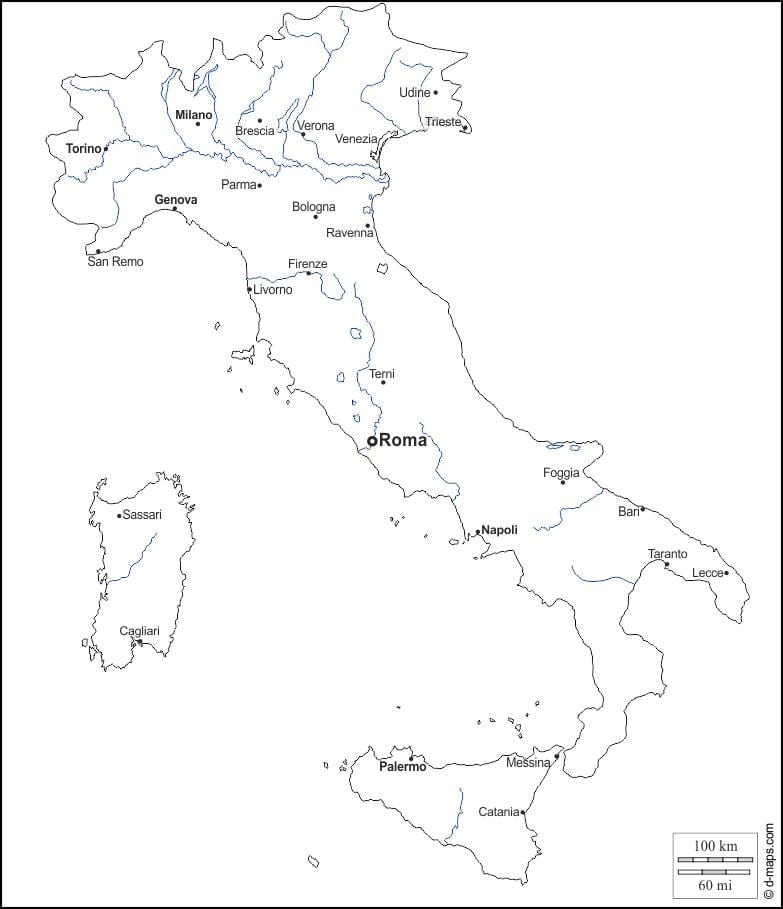 概要-地図のイタリアの都市