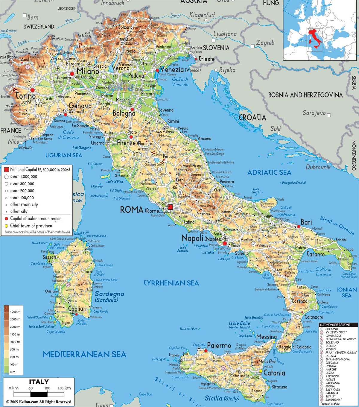 イタリアの地理-地図