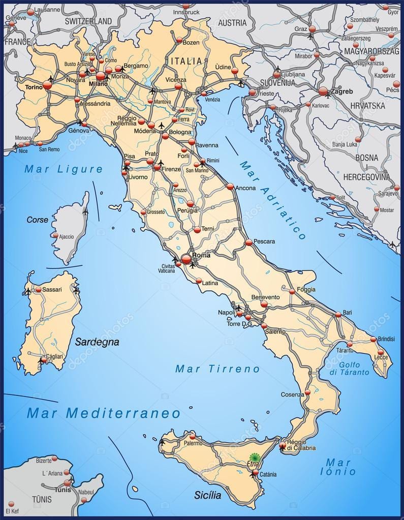 イタリアの高速道路地図