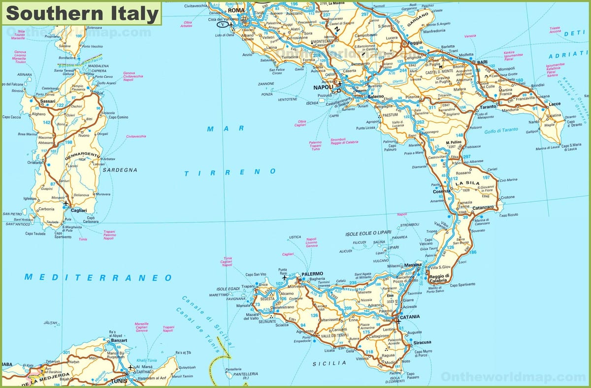 道路地図のイタリア南部プーリア