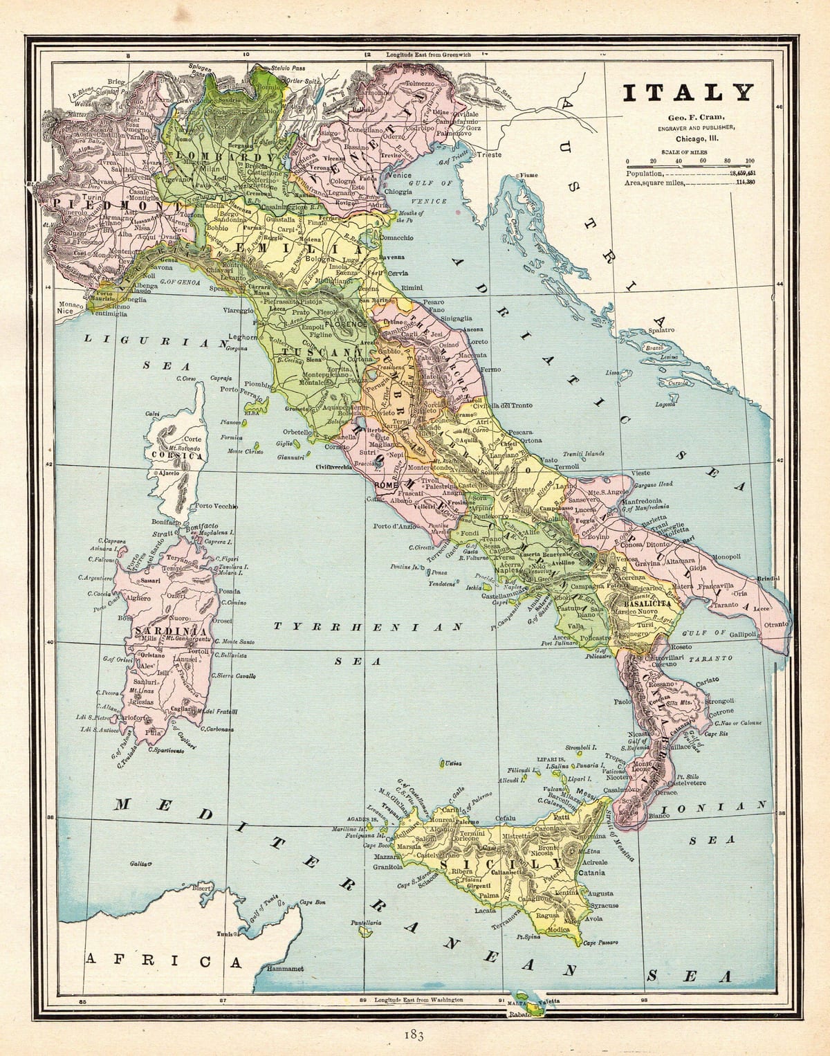 地図のイタリアのヴィンテージ