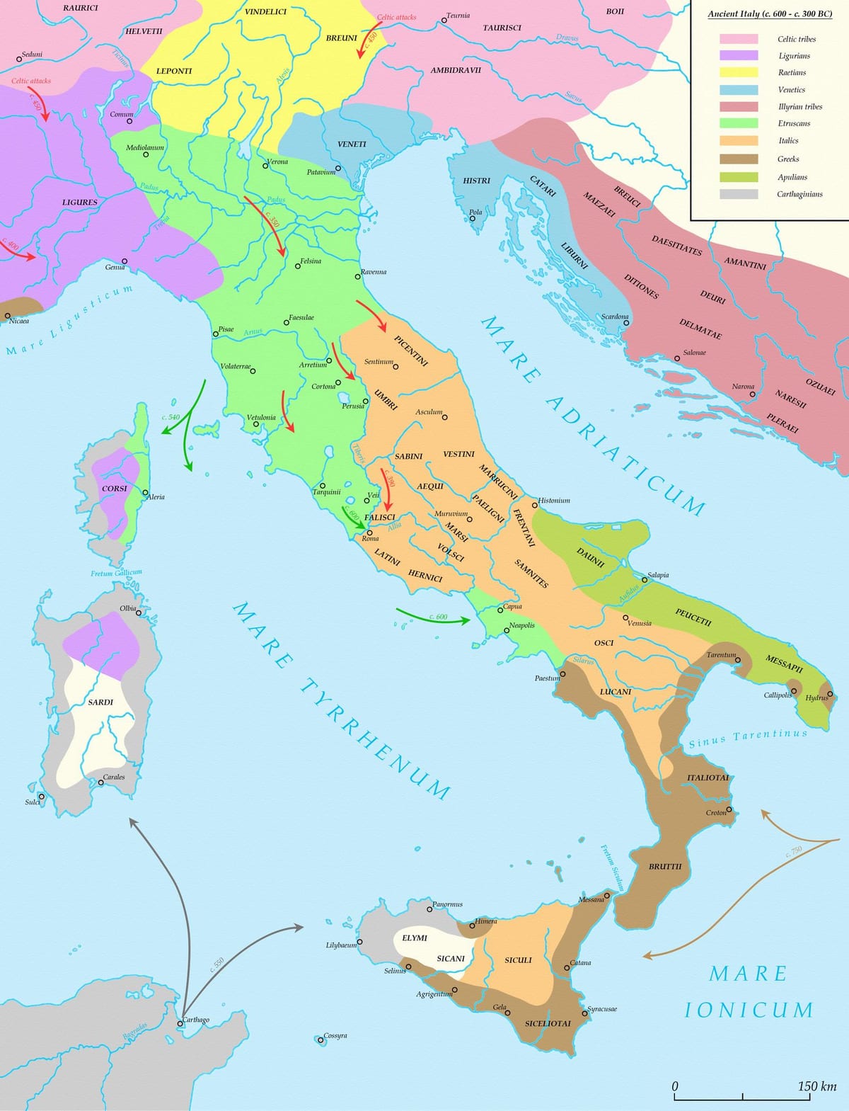 地図のイタリアの古代