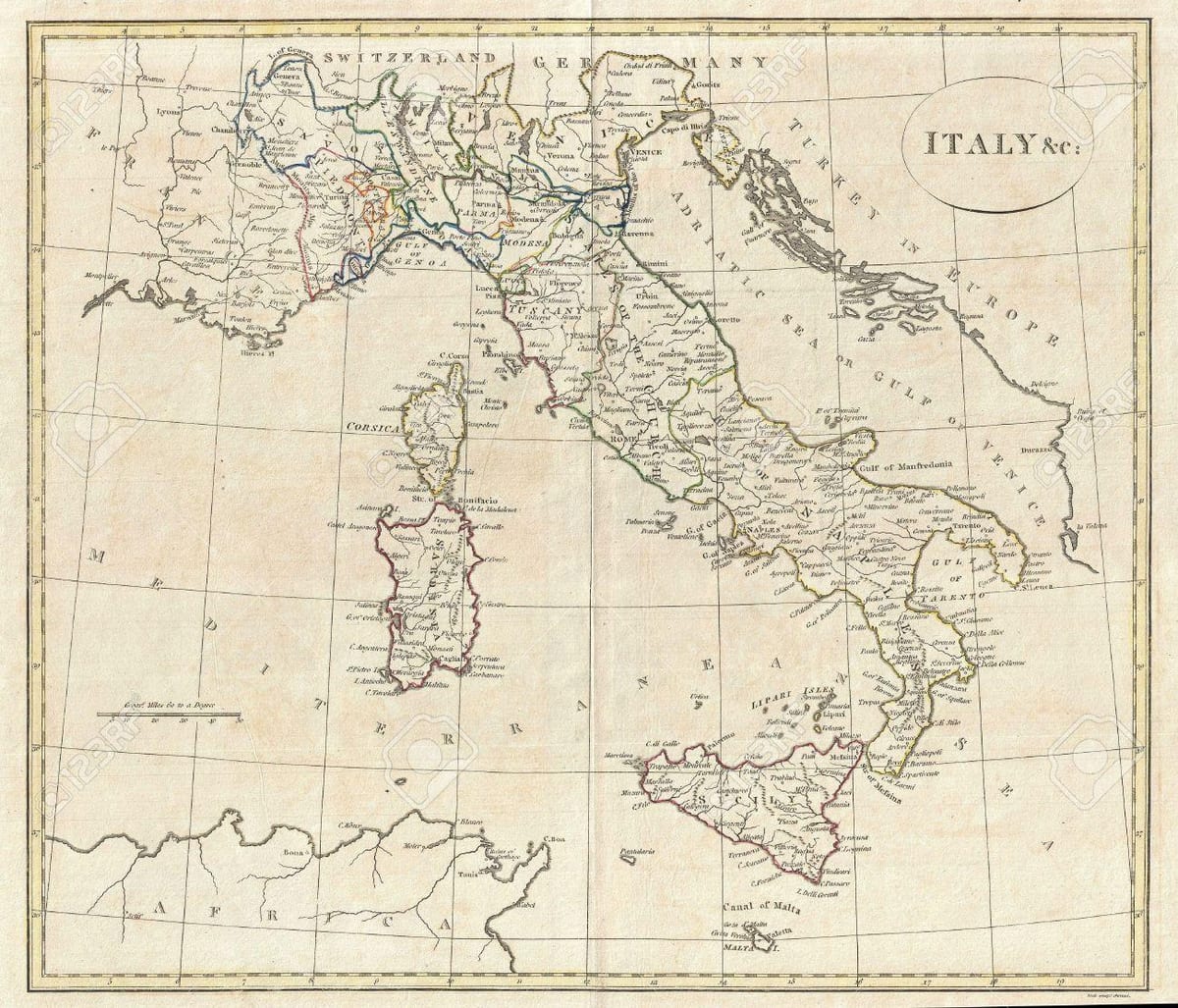 地図のイタリア古