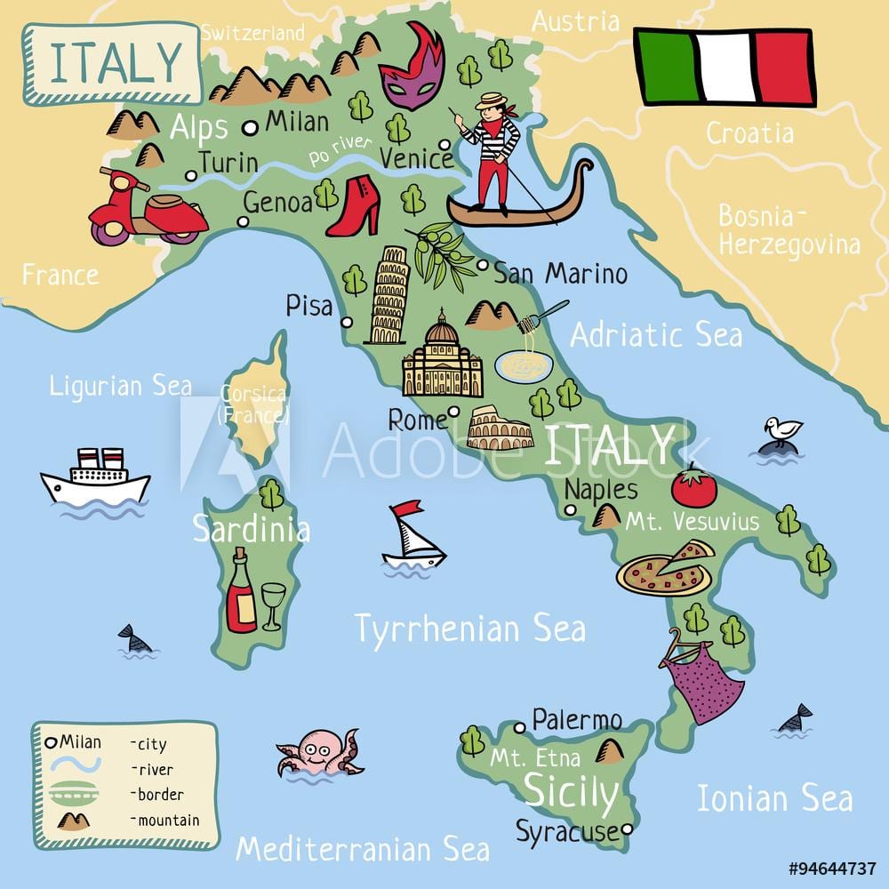 地図のイタリア子ども