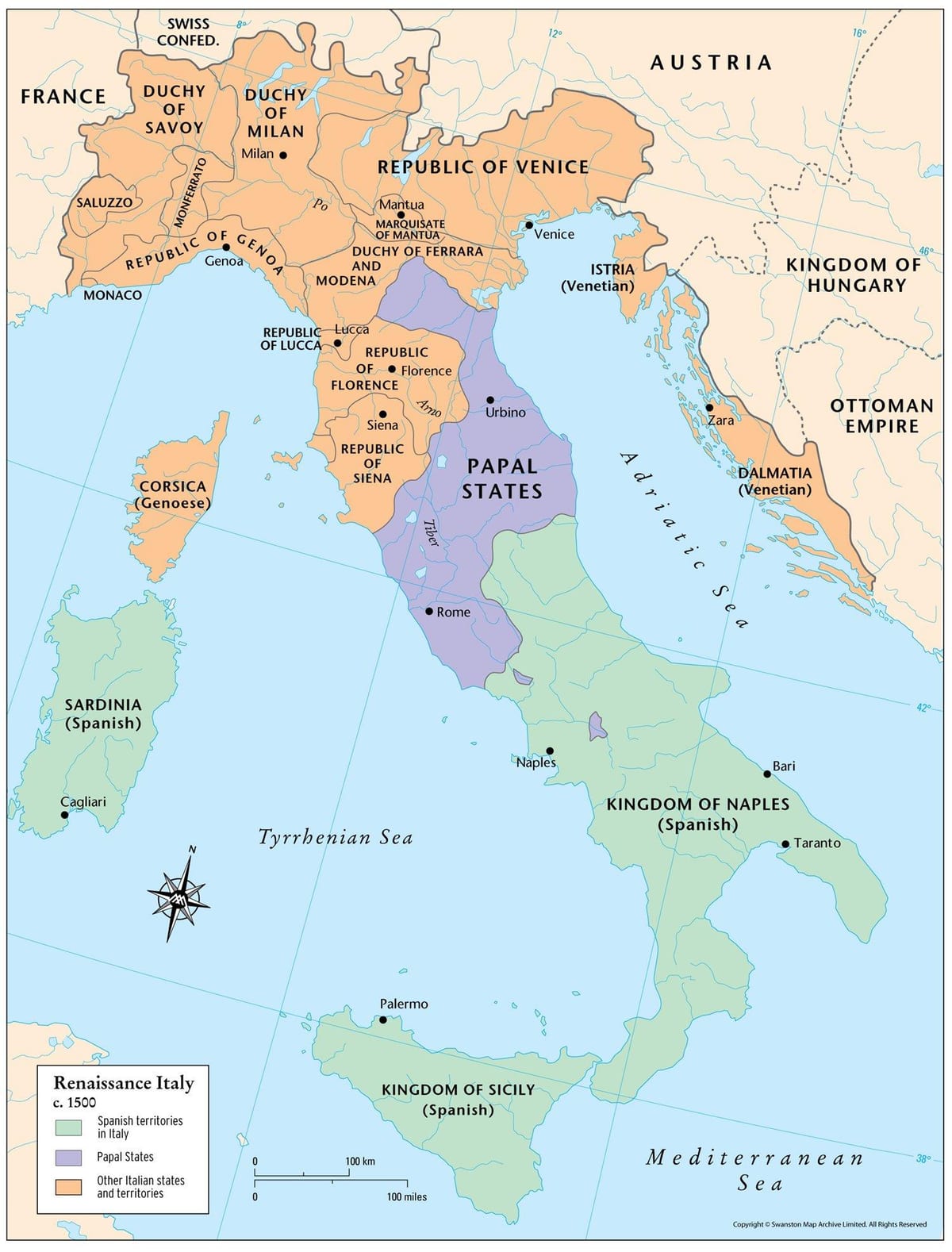 イタリアの地図1500