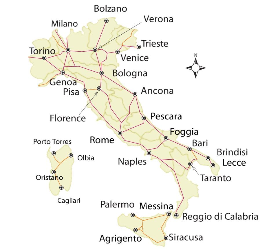 路線図をイタリアネットワーク