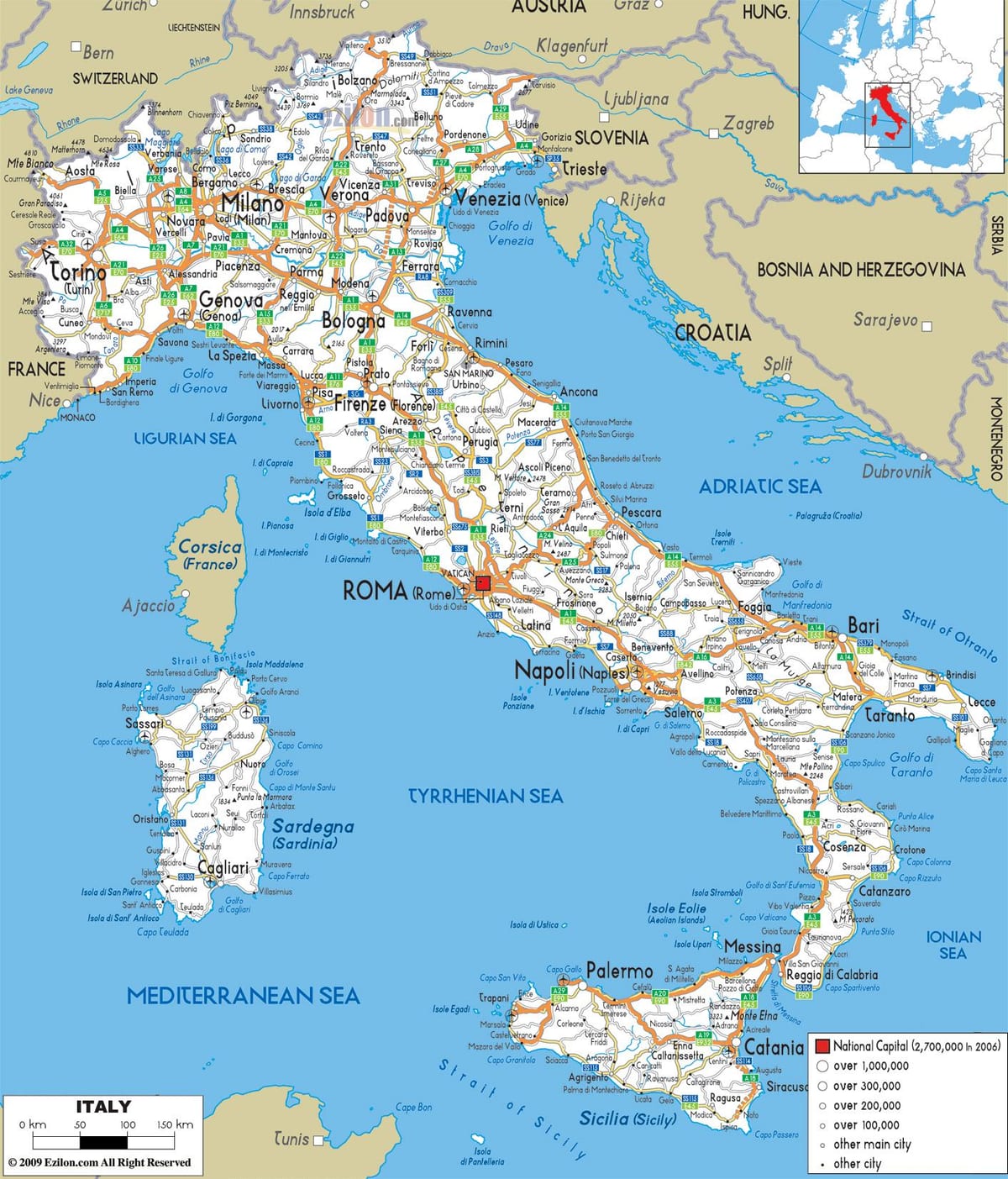 詳細地図のイタリア