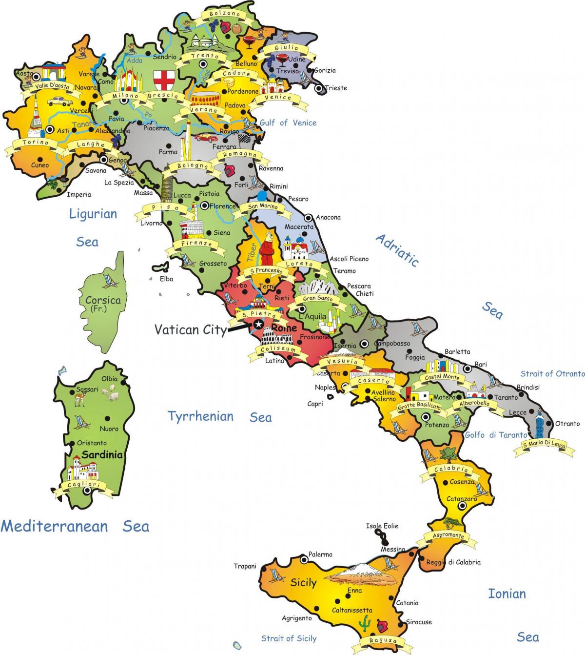 イタリアの観光地図
