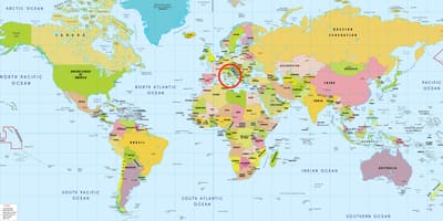 イタリアの場所が世界の地図