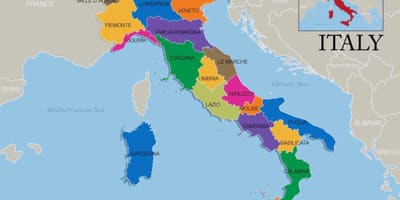 地図のイタリア-地域