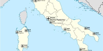国際空港イタリアの地図