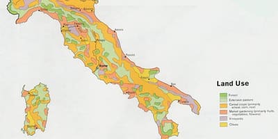 地図のイタリアの農業