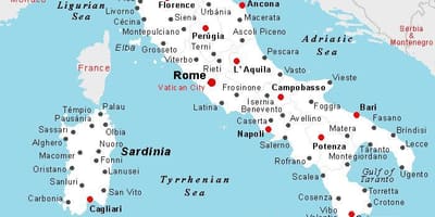 地図のイタリア都市名