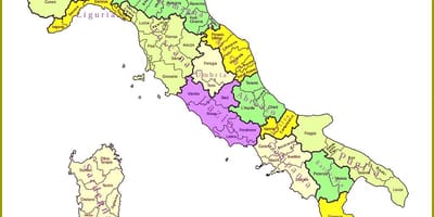 イタリアの地図の地域の州