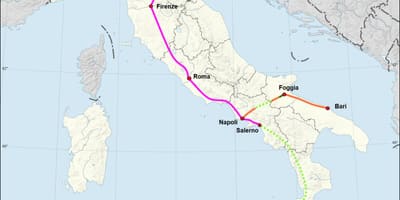 イタリア高速鉄道の地図