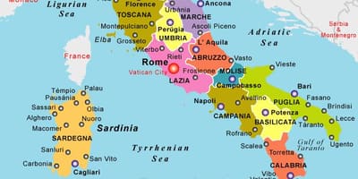 場所はイタリアの地図