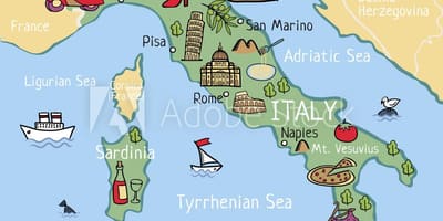 地図のイタリア子ども