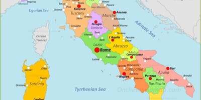 イタリアのマップ都市-地域