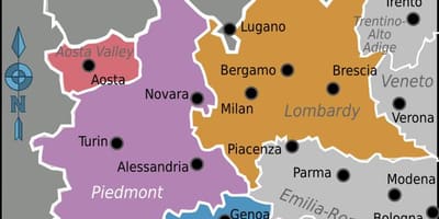 北西イタリアの地図