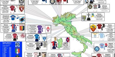 地図のイタリアサッカー